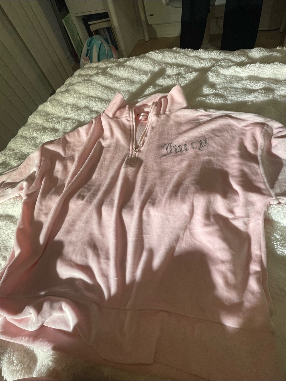 Juicy Couture Light Pink Girls Half-Zip Hoodie